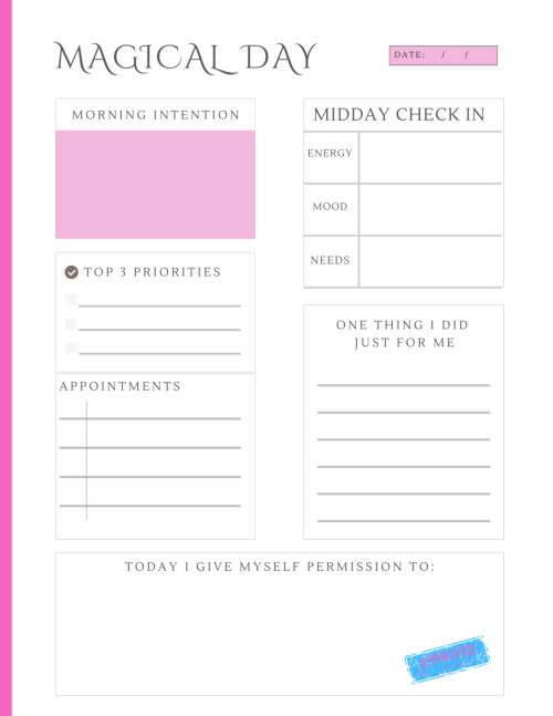 Magic Day - Daily Planner Page